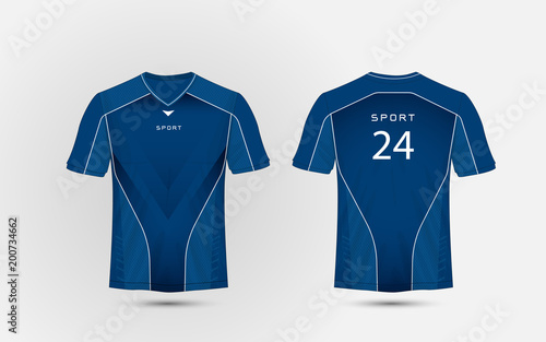 Blue and white layout football sport t-shirt, kits, jersey, shirt design template