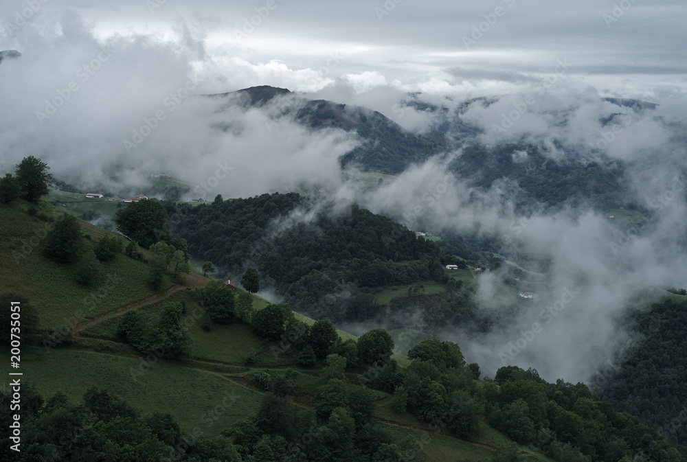 Beautiful panorama of foggy mountains. Beautiful panorama of foggy mountains.