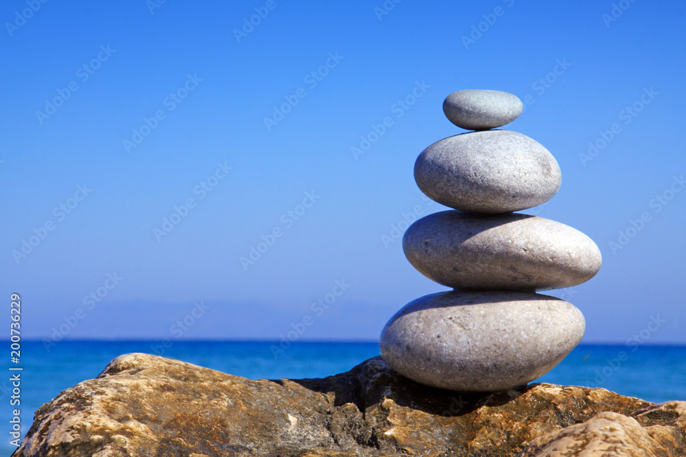 Fototapeta premium Spa stones balance on beach.