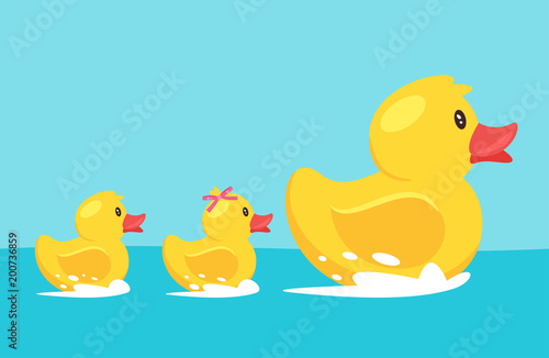 yellow rubber duck with family