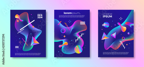 Set of cover design with abstract multicolored different shapes. Vector illustration template. Universal abstract design for covers, flyers, banners, greeting card, booklet and brochure.