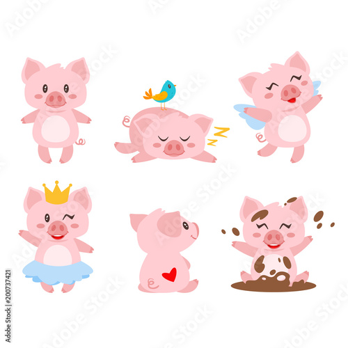  set of cute pink pig