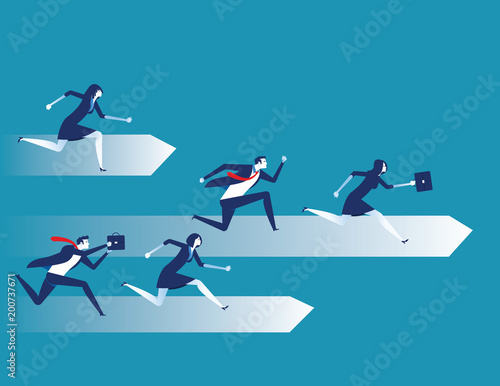 Competition, Business people race, Concept business team vector illustration, Flat character design style.