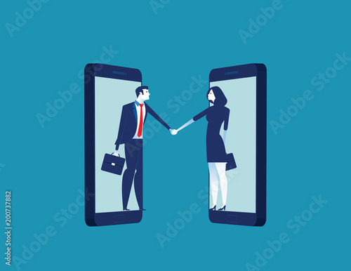 Business coperation agreement, Vector business illustration. Flat character business style design