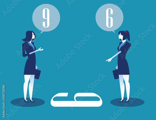 Business person and different points of view. Concept business vector illustration.