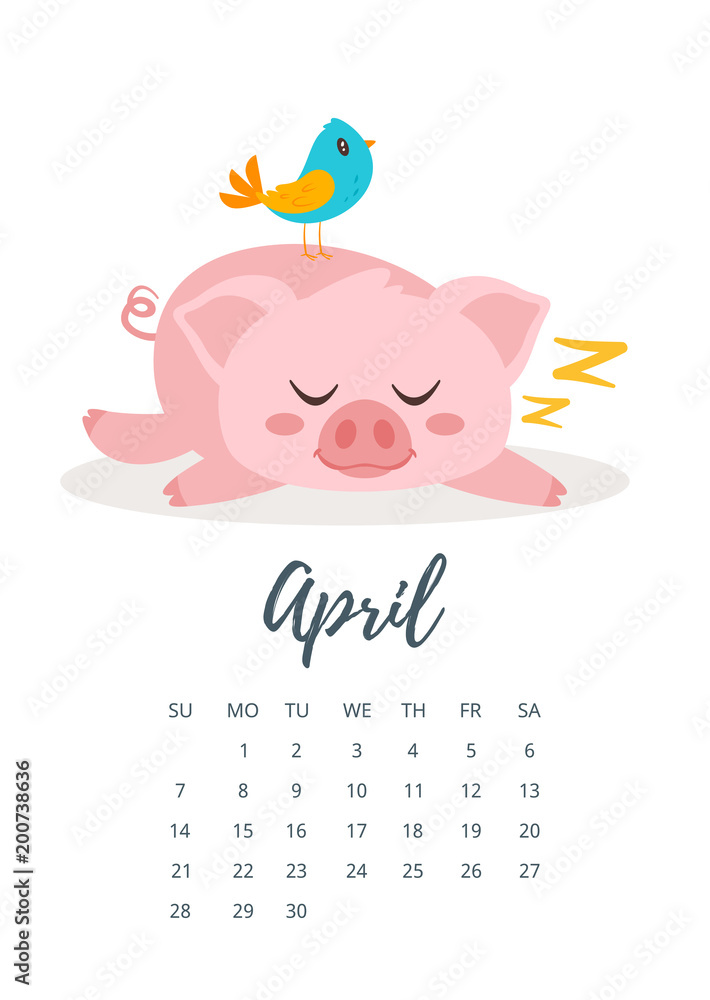 April 2019 year calendar page April 2019 year calendar page