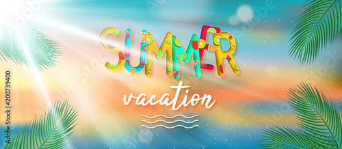 Summer vacation background vector. Summer holidays and beach holidays.