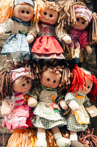 collection of dolls in vintage style
