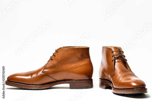 Classic brown Men's shoes isolated on white background