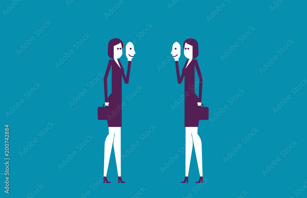 custom made wallpaper toronto digitalFake business wearing smile mask. Vector illustration business people concept.