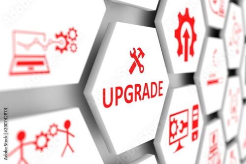 UPGRADE concept cell blurred background 3d illustration photo
