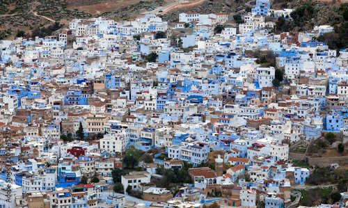 Panorama of blue Medina of Chefchaouen city in Morocco, Africa © Zzvet