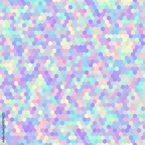 Blurred background. Geometric abstract pattern in low poly style. Seamless pattern. Holographic colors. Vector image.