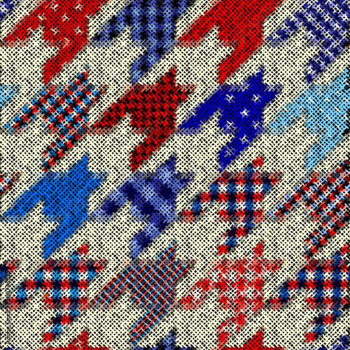 Seamless Hounds-tooth pattern. Imitation of a texture of rough canvas. Vector image.