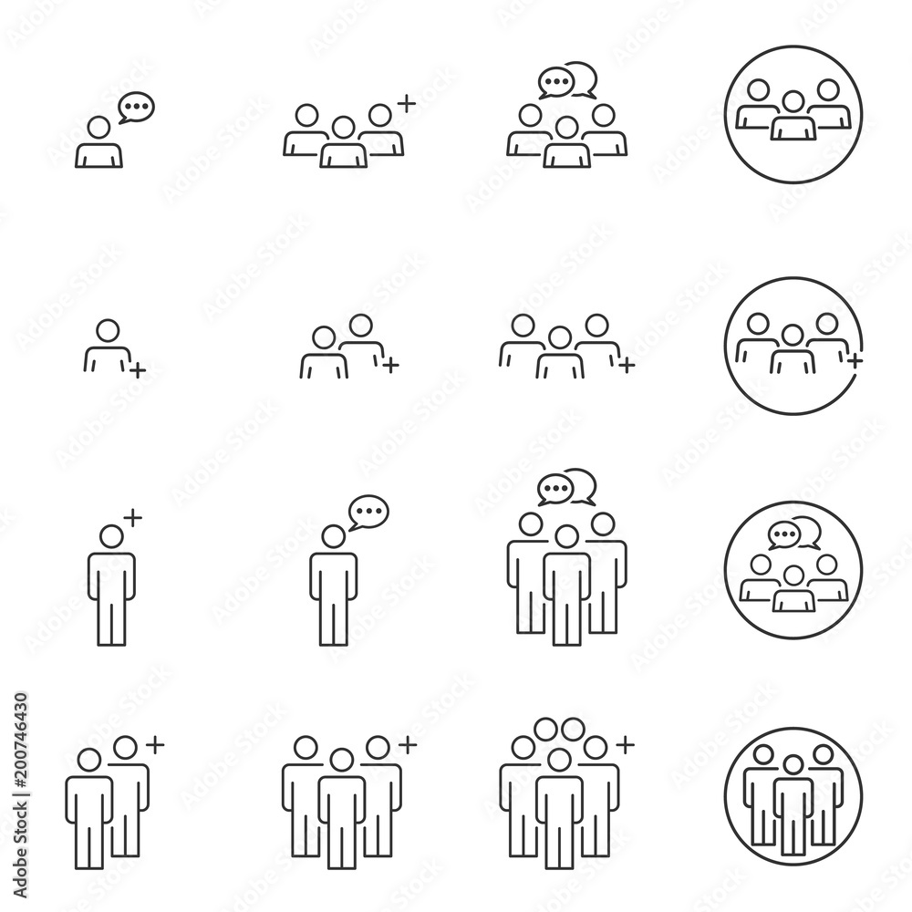 People Icons Line Work Group Team Business Vector , Crowd of People , Speech Bubbles People Icons Line Work Group Team Business Vector , Crowd of People , Speech Bubbles