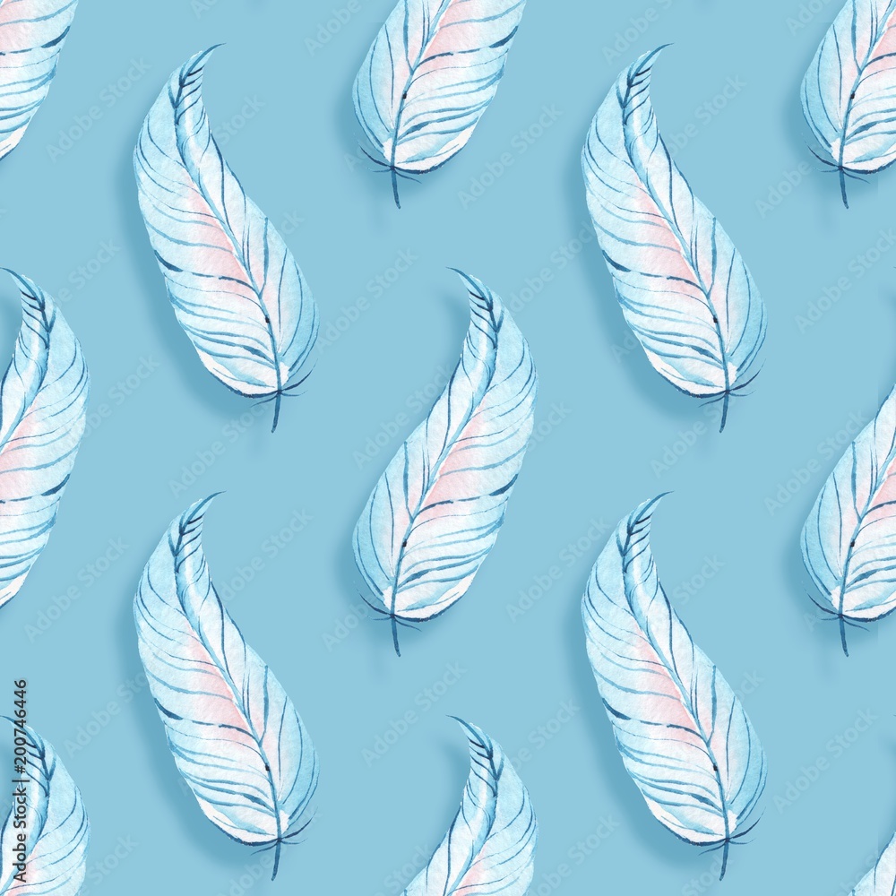 Watercolor seamless pattern with feathers 4 Watercolor seamless pattern with feathers 4
