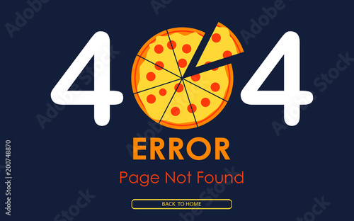 404  error page not found vector pizza graphic background