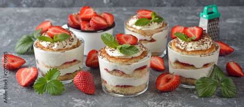 Summer dessert with strawberries