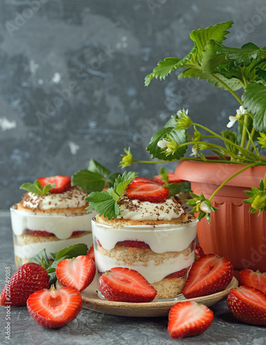 Summer dessert with strawberries