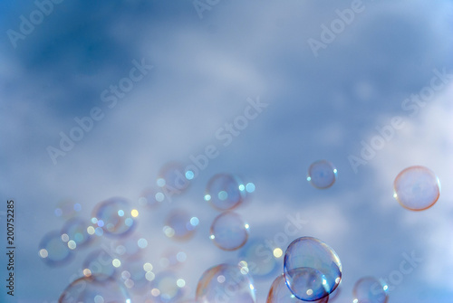 Soap bubbles, soap, sky, blue, fly, air,