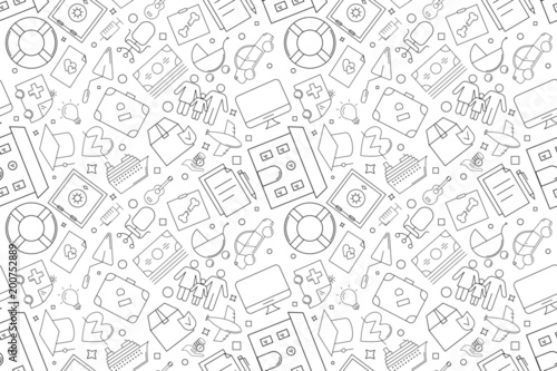 Vector insurance pattern. Insurance seamless background	