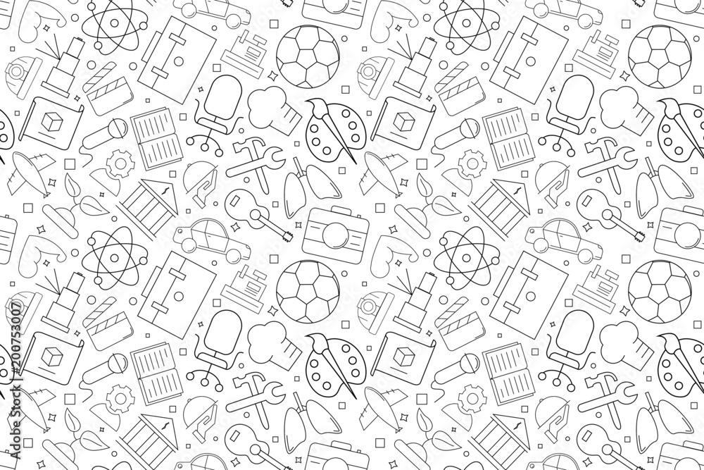 Vector profession pattern. Profession seamless background Vector profession pattern. Profession seamless background