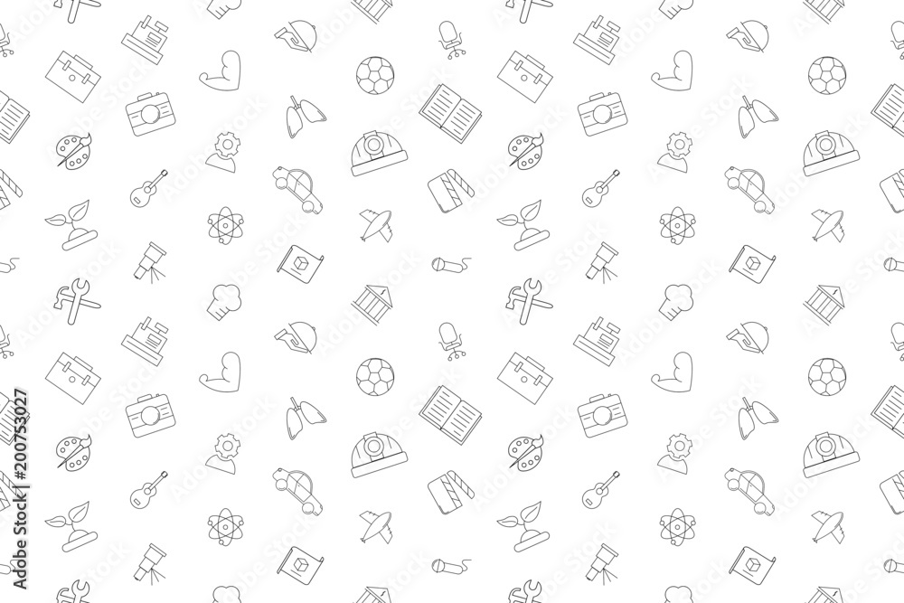 Vector profession pattern. Profession seamless background	