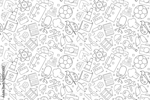 Vector profession pattern. Profession seamless background 