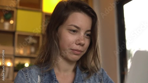 Wallpaper Mural Young female student working on laptop computer Torontodigital.ca