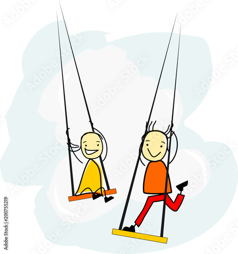 Junge und Mädchen schaukeln