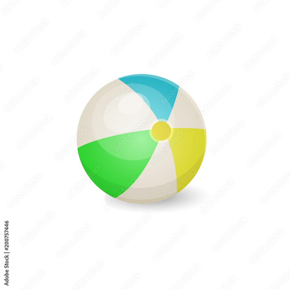 Fototapeta premium Colorful beach ball isolated on white background. Vector Illustration. 