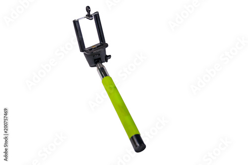 Monopod for selfie for smart phone isolated on white background