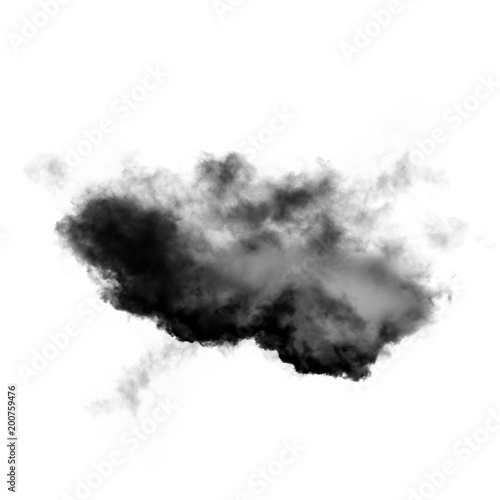 Black clouds of smoke isolated over white background