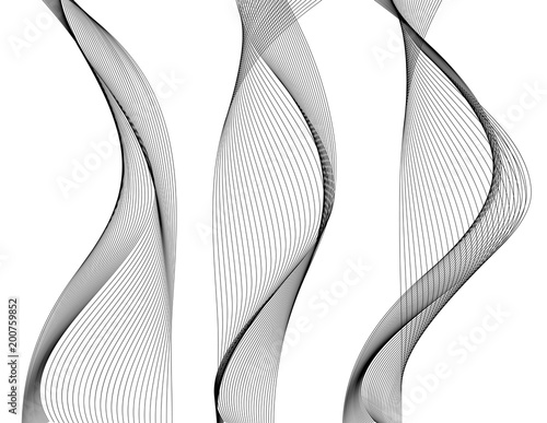Design elements Wave monochrome lines on white background isolated10
