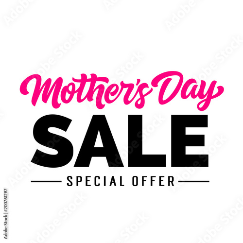 Mothers day sale special offer lettering. Retail inscription. Handwritten text, calligraphy. Can be used for greeting cards, posters and leaflets