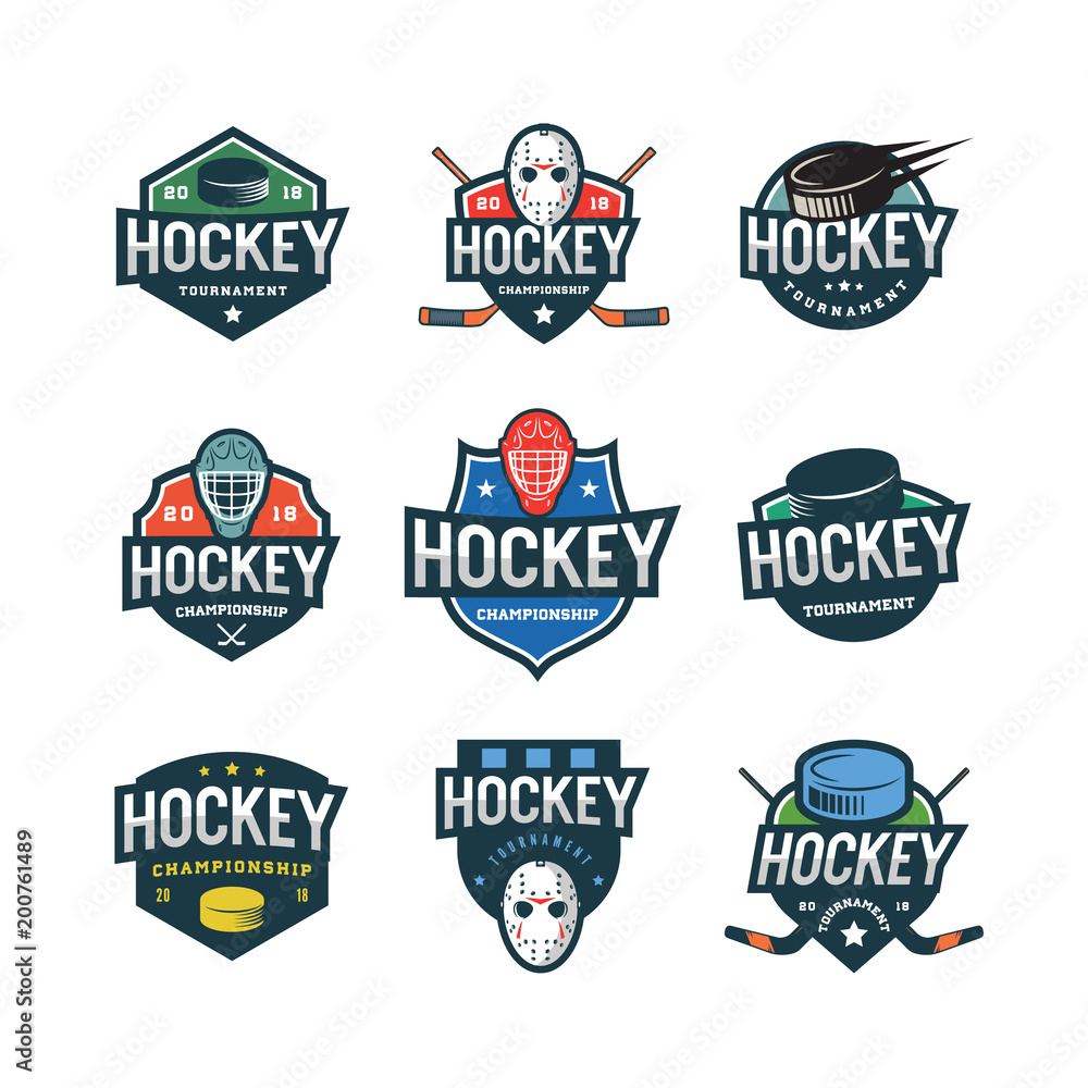 set of hockey logos. sport emblems vector illustration set of hockey logos. sport emblems vector illustration