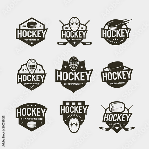 set of hockey logos. sport emblems vector illustration