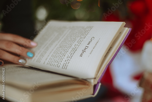 book, open, hand