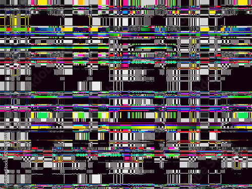 Glitch background. Computer screen error. Digital pixel noise abstract design. Video game glitch. Television signal fail. Data decay. Technical problem grunge wallpaper.
