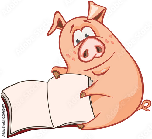  Illustration of a Cute Pig. Cartoon Character 
