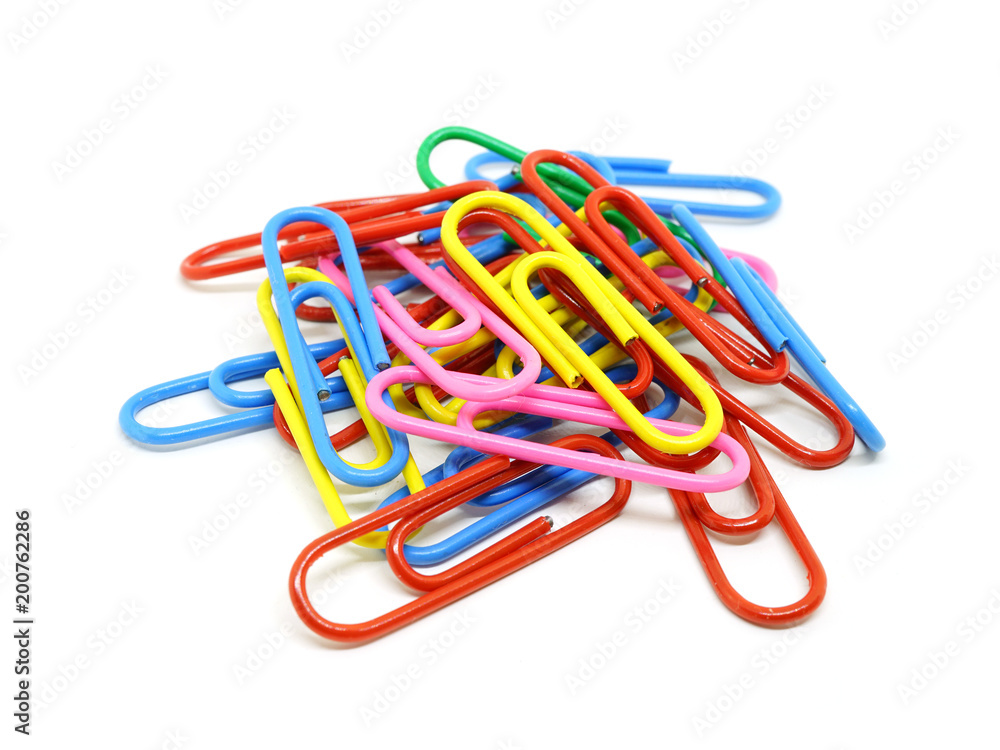 colorful paper clips isolated on white background colorful paper clips isolated on white background