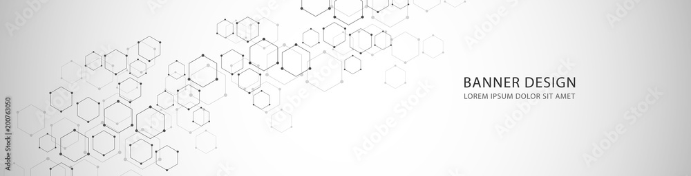 Vector banner design with hexagons abstract background. Vector banner design with hexagons abstract background.