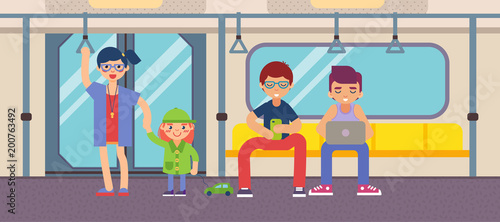 Metro with people flat design