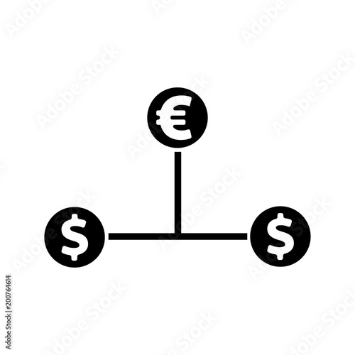 Cash Flow Vector Icon. Euro and dollar icon photo