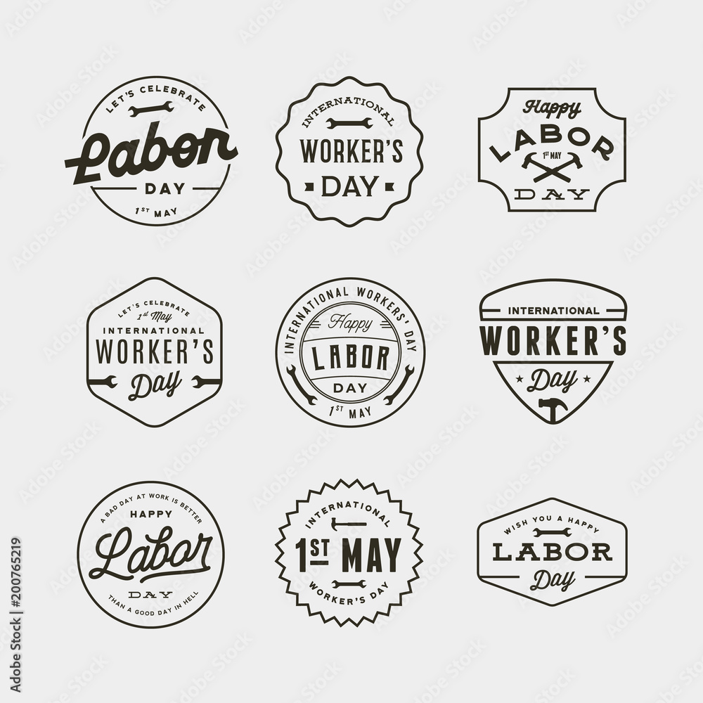 set of labor day badges. international workers day vector Illustration set of labor day badges. international workers day vector Illustration