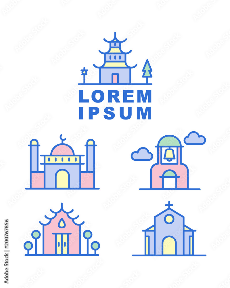 Building Icon set,Religion Building,Logo Idea 