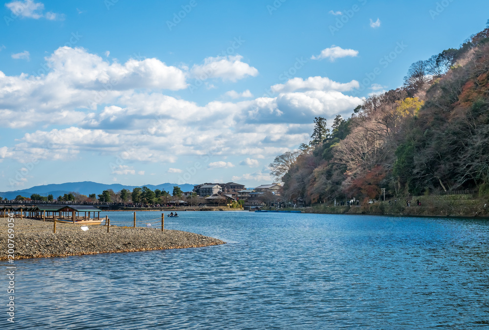 River in autumn in Arashiyama, Japan