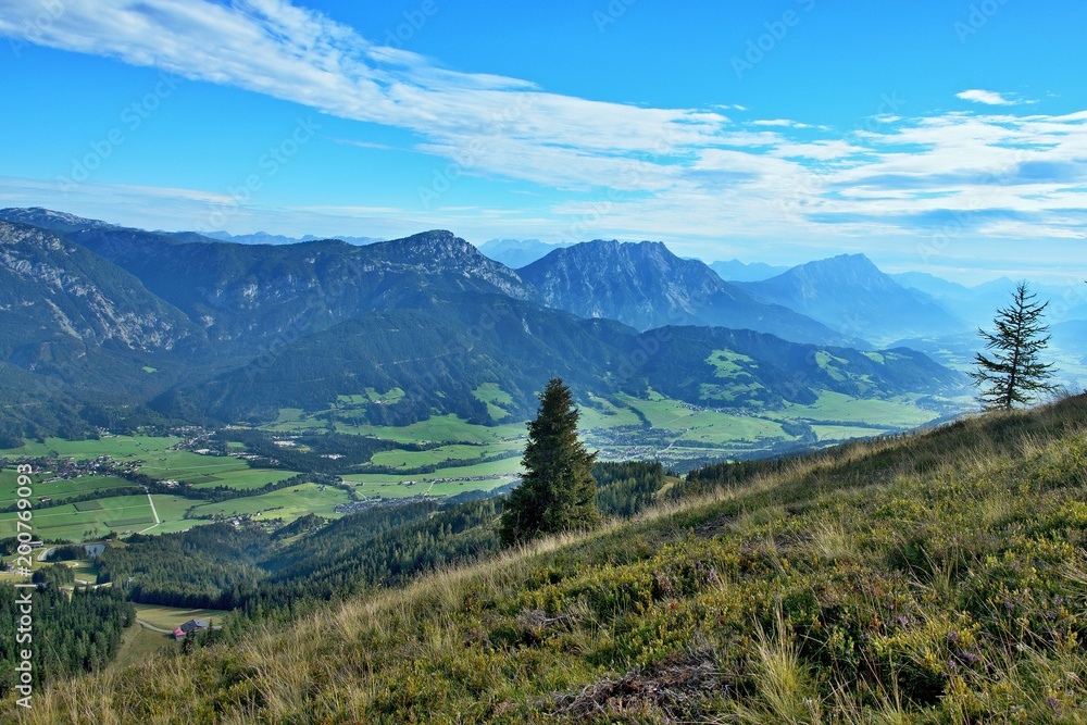Austrian Alps-view on the massif Dachstein from Hauser Kaibling