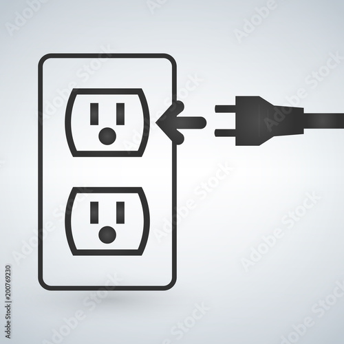 Illustration of a 110v power outlet isolated on a modern background.