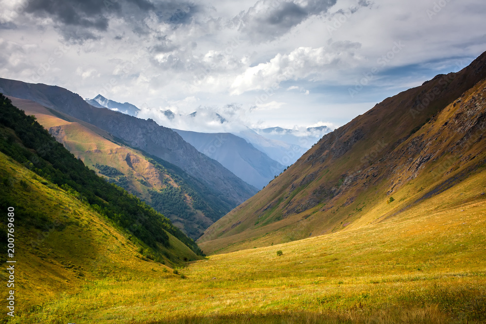 Fototapeta premium Landscapes of the Upper Khevsureti region in Georgia